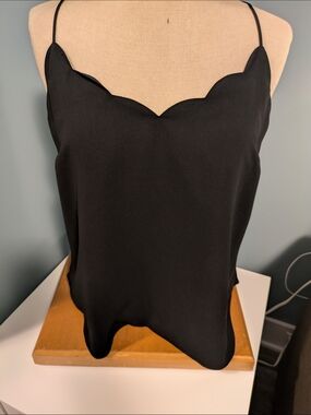 J. Crew Black Scalloped-Edge Spaghetti Strap Camisole
